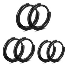 316L Surgical stainless steel hoop earrings 8mm/10mm/12mm Hypoallergenic Hugg...