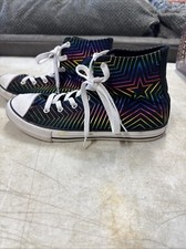 Converse All Star/youth 6/ Ladies 8 Black iridescent Colorful Star high tops