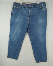 Vintage Work Jeans 48x30 (45x29) Made in USA Black Pants HIS Hardware Tapered