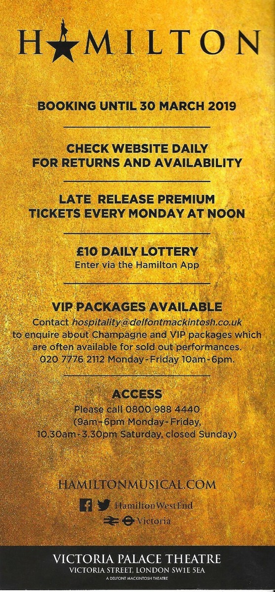 Lottery Hamilton Tickets March 2019 New Block Of Hamilton Tickets