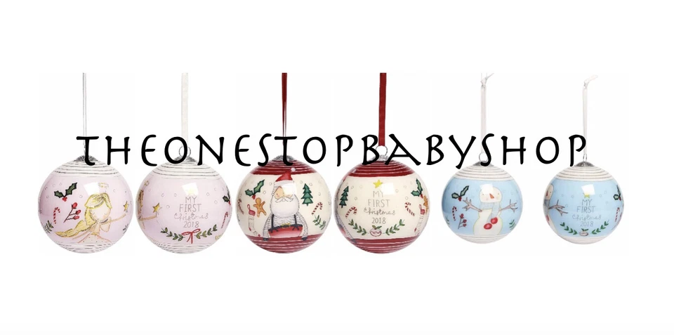 🎄 Mamas & Papas GIRLS BOYS RED MY FIRST 1st CHRISTMAS XMAS 2018 Bauble NEW 🎄