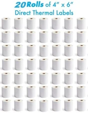 20 Roll 4 x 6 Zebra Direct Thermal Labels 250/Roll for Zebra GK420d ZP450 GX420d