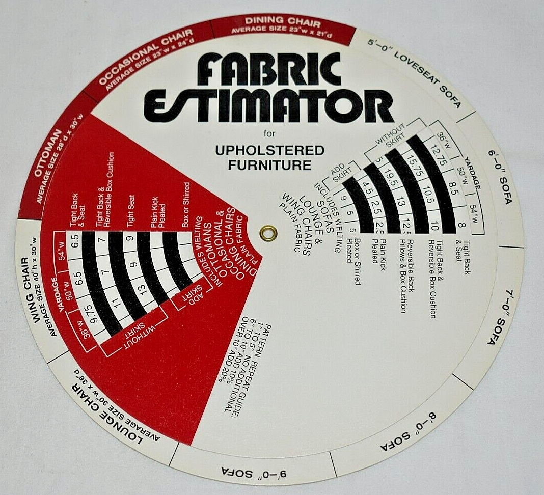 Fabric Estimator Chart for Draperies & Upholstered Furniture