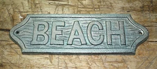 Cast Iron Antique Style BEACH Plaque Sign Nautical Pool Home Decor BOAT HOUSE 