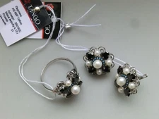 Art Deco Style Sterling Silver 925 / Ring Size 10.5 / Earrings / set