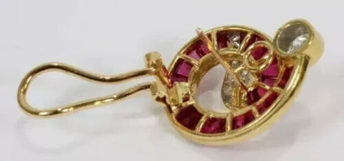 2.20Ct Baguette Cut Lab Created Ruby Stud Earrings 14K Yellow Gold Plated Silver - Picture 2 of 8