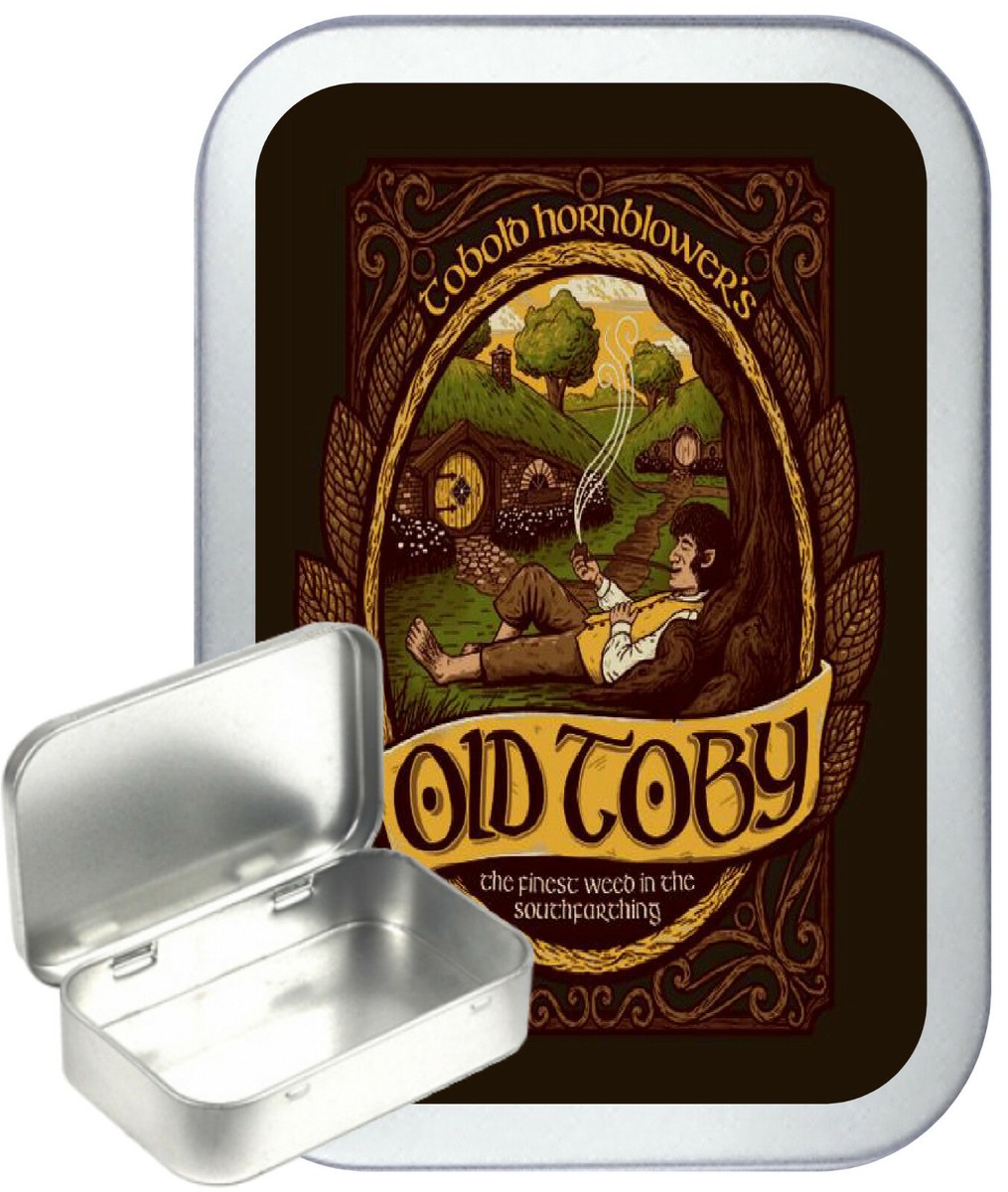 tobacco tin gift set Old Toby 50ml / 1oz Silver Hinged Tobacco Tin,Hobbits Tobacco Gift Box,  Pill Tin