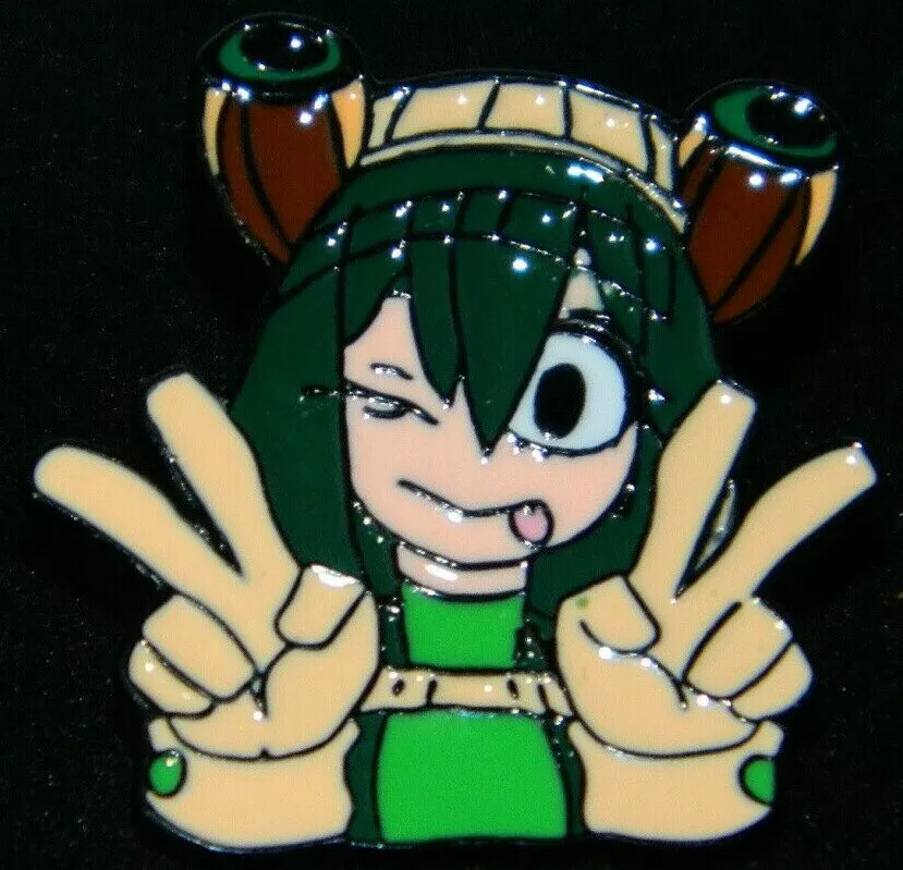 My Hero Academia Anime Tsuyu Asui Peace Sign Image Metal Enamel Pin - New