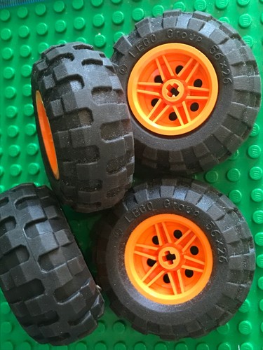 Lego 4 x Ruedas Globo Naranja Grande 56 x 26 con Neumáticos de Goma Neumática Suave - Imagen 3 de 4