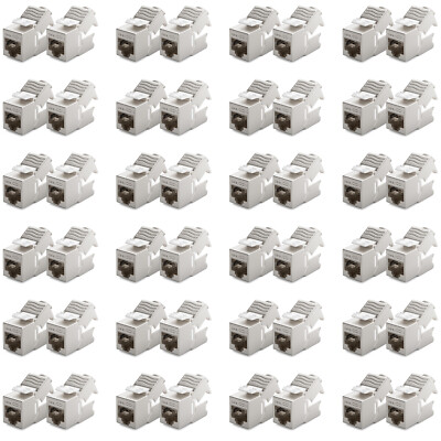 48x CAT6a Mini Keystone Jack Modul STP Schirm RJ45 Buchse Netzwerk LAN Adapter