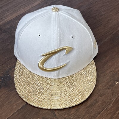 Cleveland Cavaliers NBA Cap Hat Faux Snakeskin Texture Gold Bill Basketball