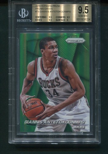 2014-15 Panini Prizm Giannis Antetokounmpo Green Prizm #73 BGS 9.5