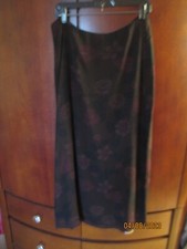 NWOT International Concepts INC Floral on Dark Wine Lined Long Skirt 14 L