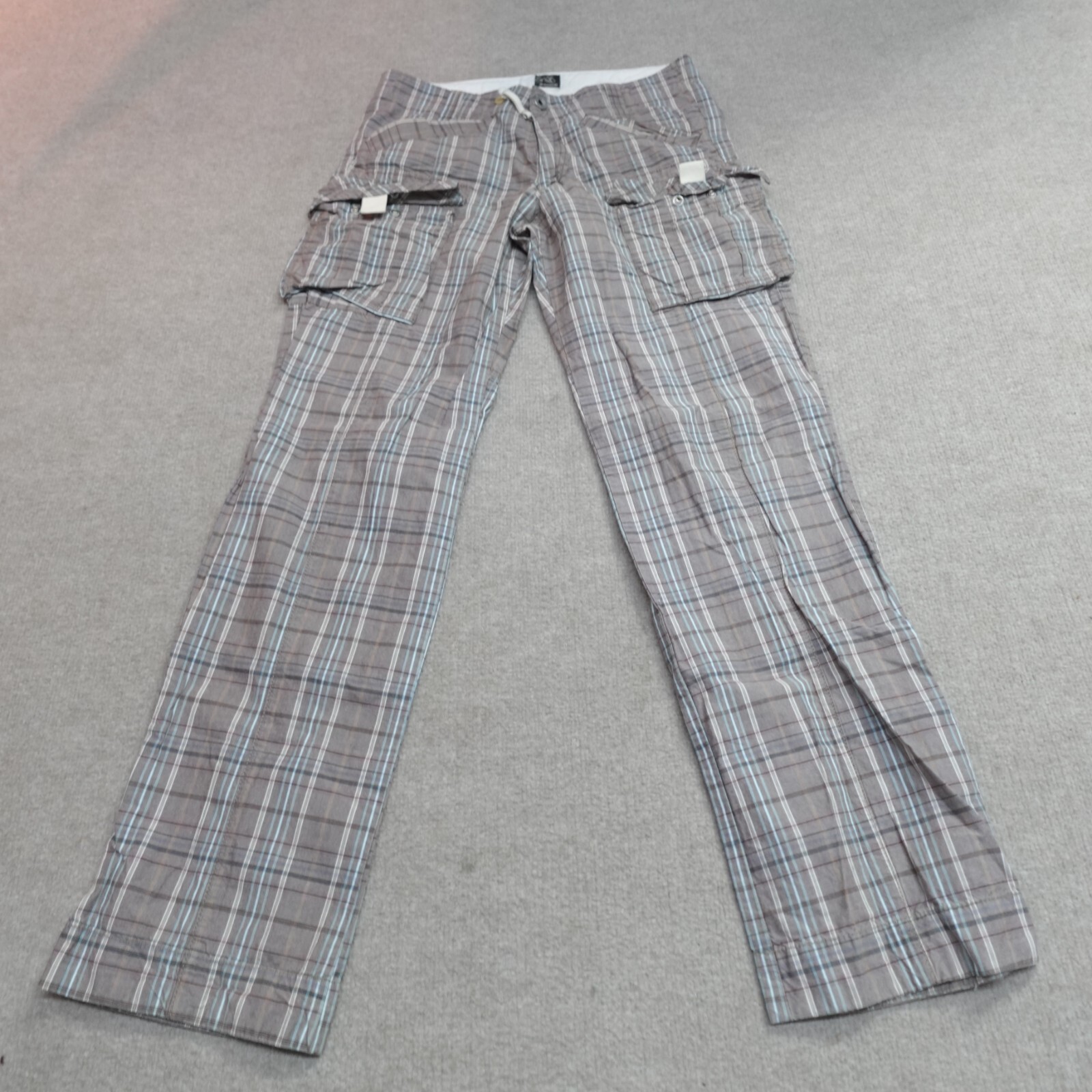 Vintage Energe Pants 32 x 32 Gray Plaid Cargo Y2K