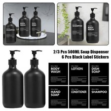 2/3 Pcs 500ml Soap Dispenser Shampoo Shower Gel Bottles Refillable With 6 Labels