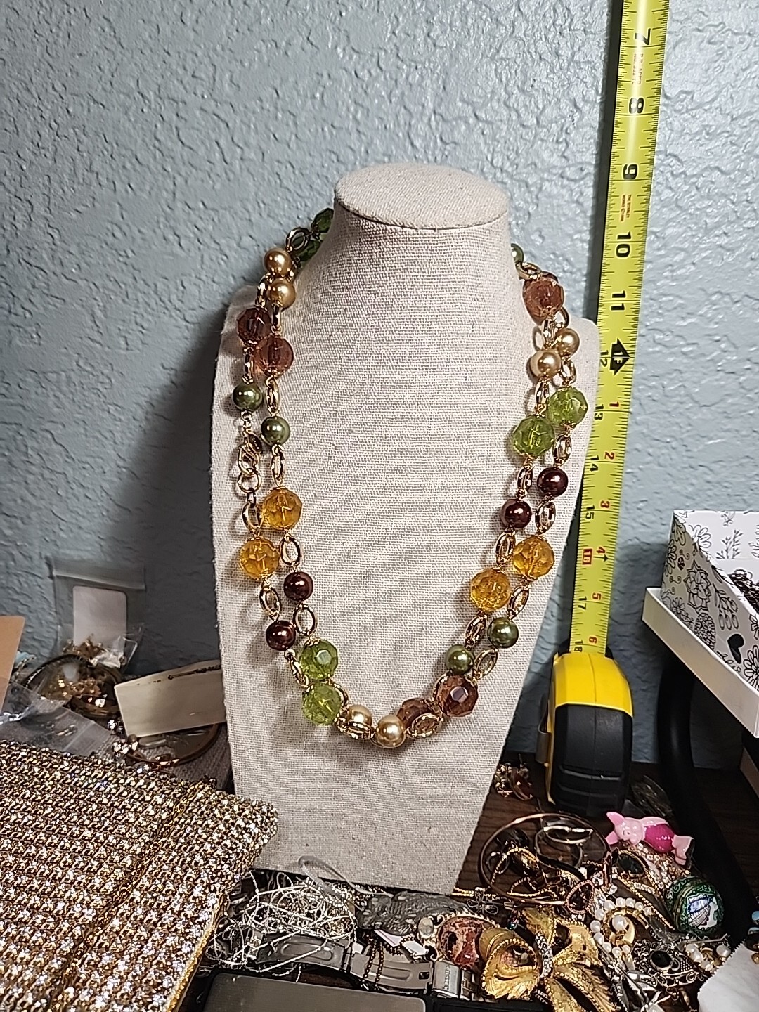 Vintage KJL Kenneth Jay Lane Amber Crystal Bronze… - image 1