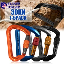 30KN Aluminum Locking Climbing Carabiner D Shape Screwgate Carabiner Clip Hook