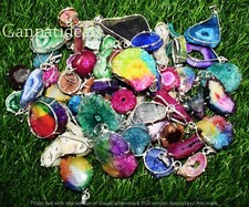 Quartz Druzy Gemstone 5pcs Wholesale Pendants 925 Silver Plated Ethnic Jewelry