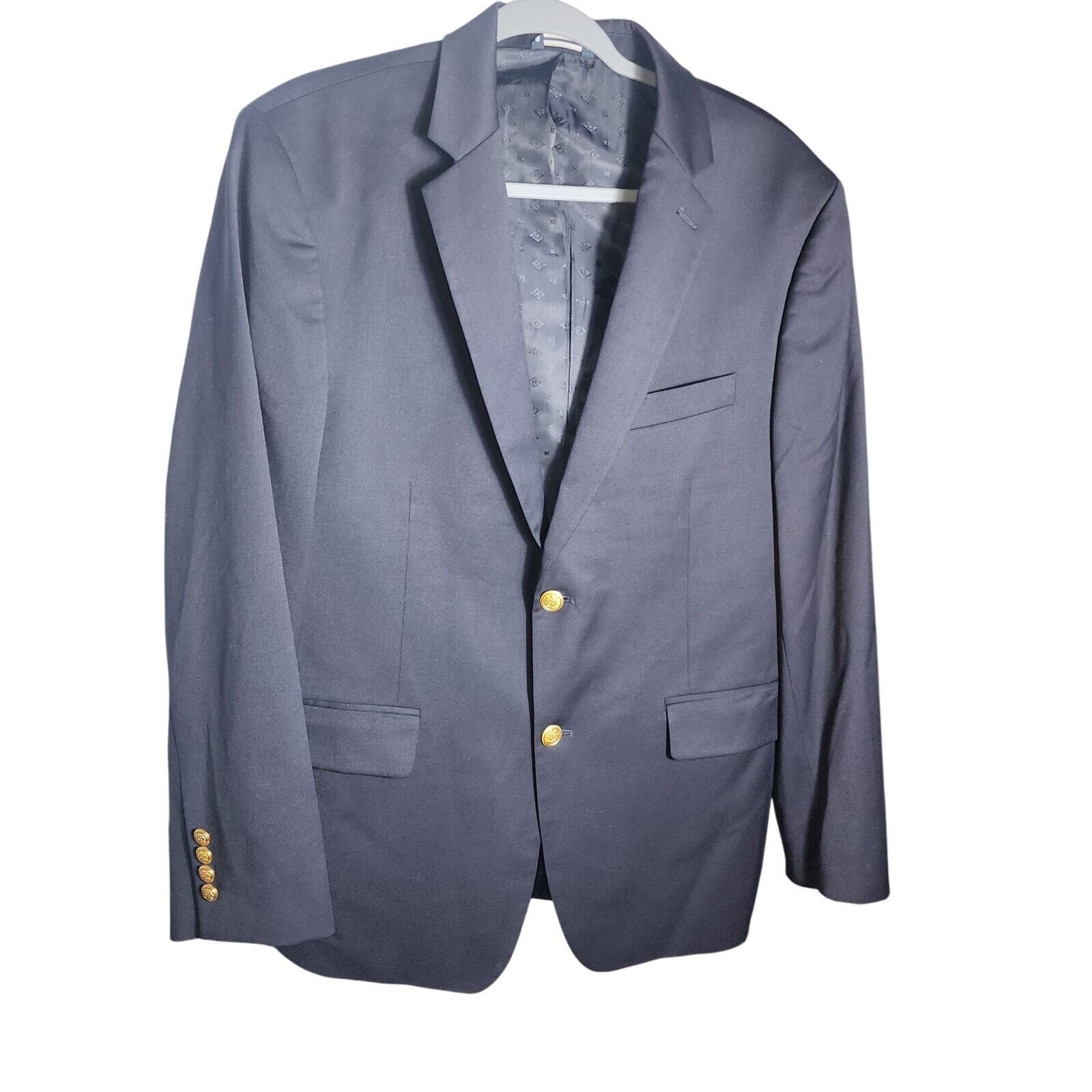 Saddlebred 42S Wool Blend Blue Sports Coat Suit Blazer Gold Buttons Old Money