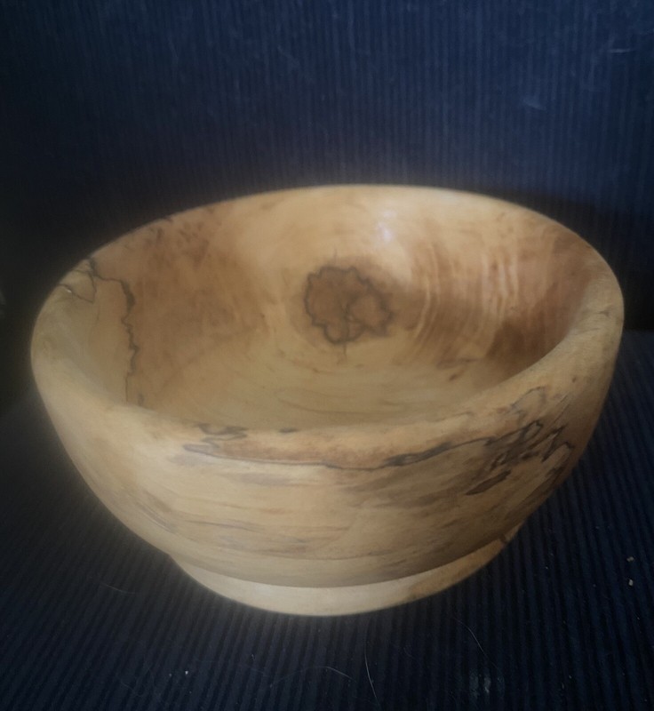 Small Handcrafted Spalted Maple Bowl - Signed By Artist S. Auger 1992-4 3/4” Dia