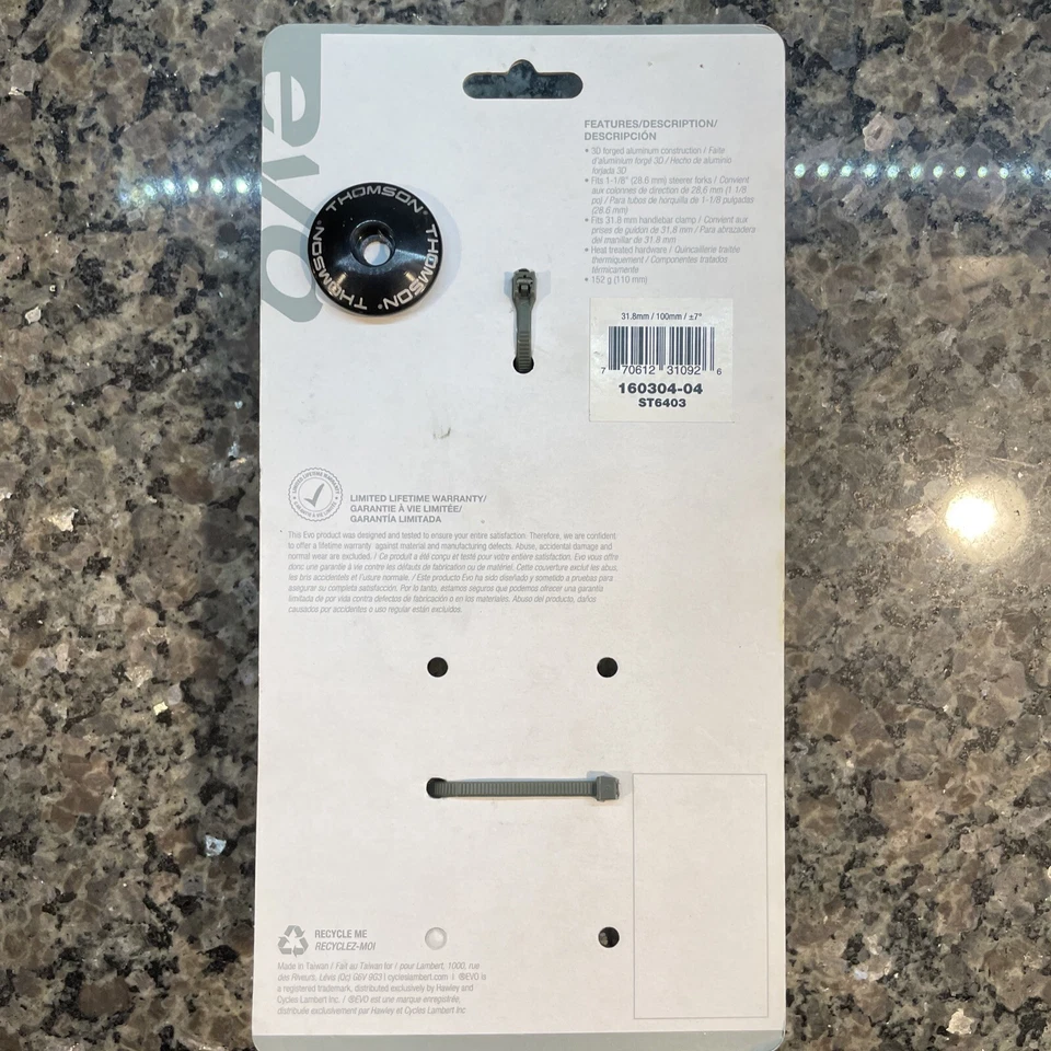 EVO E-Tec OS Stem 28.6mm 100mm Long +/- 7* Ext 31.8mm Black Aluminum w/ STEM CAP - Image 4 of 4