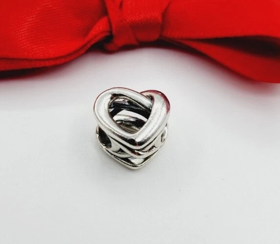 Authentic PANDORA 925 Ale SS Knotted Heart Openwork Charm Pendant 798081
