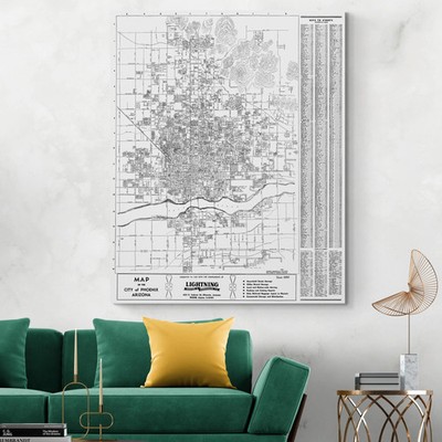 1952 Map of Phoenix Arizona - Streets Neighborhoods Railroads Canals Expansion