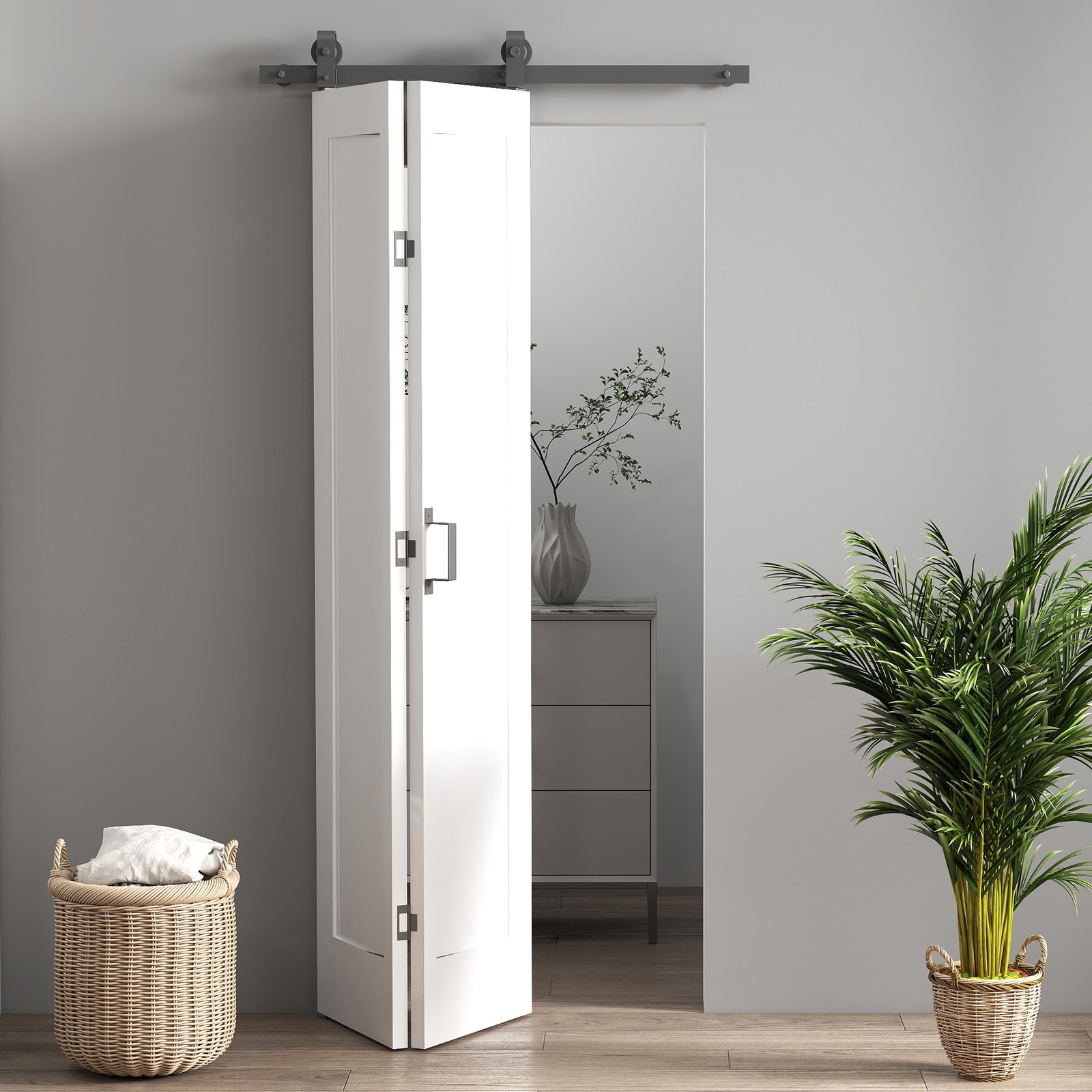 HOMCOM Porta a Libro Pieghevole con Superficie Verniciabile 90x210 cm Bianco