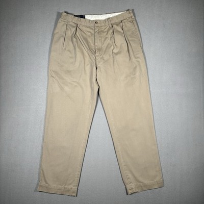 Polo Ralph Lauren Chino Pants Mens 34x30 Ethan Beige Straight Double Pleated