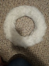 7 NEW HOLIDAY CHRISTMAS WREATH FAUX FUR WHITE SILVER TINSEL 14" DOOR DECORATION