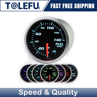 #ad #ad 52mm Black 7 Color LED 140 PSI Diesel Fuel Pressure Gauge Sender Unit Pointer NJ $20.61