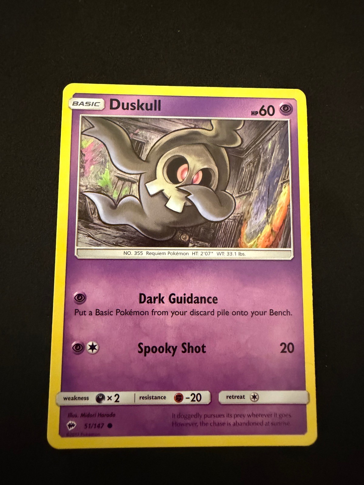 Duskull 51/147 Common Burning Shadows Pokemon Near Mint