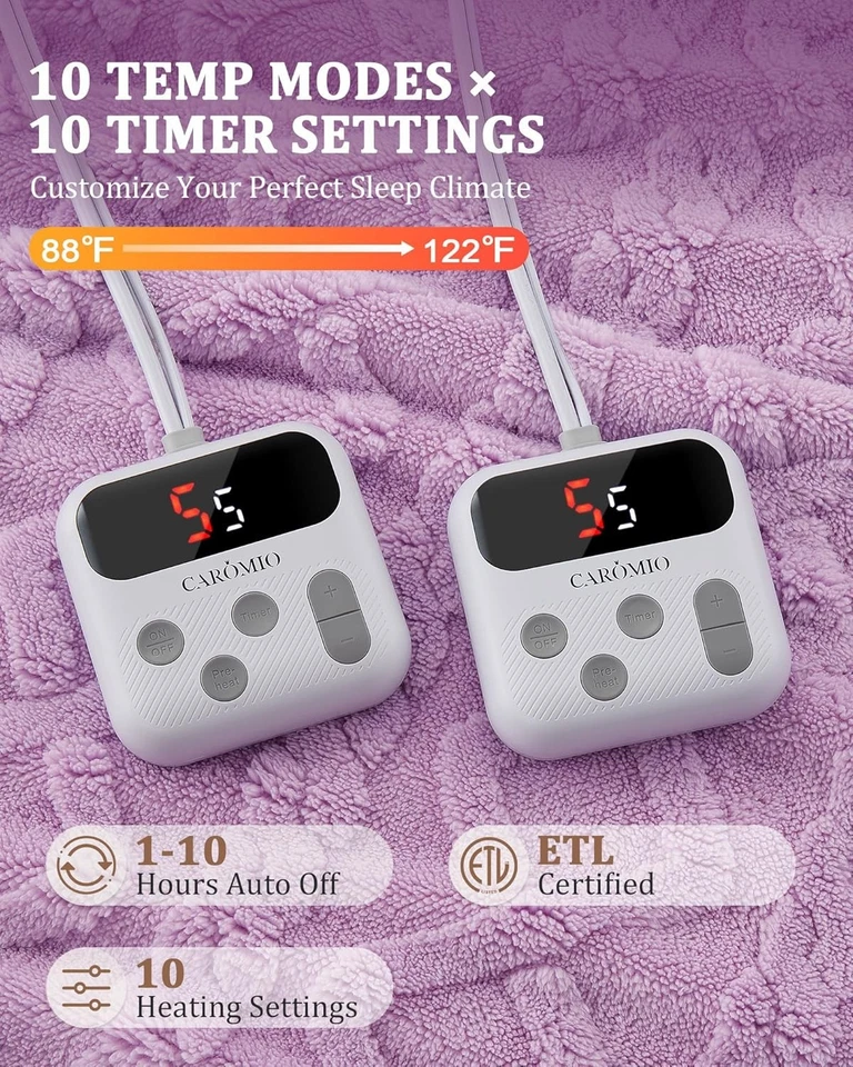 Electric Blanke Control Thick Tufted Sherpa Heated Blanket with 10 Heating Level - Image 4 of 4