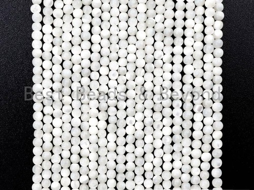 Natürliche Perlmutt Perlen, 2 mm weiße Perle rund glatt Perlen Strang, - Bild 4 von 6