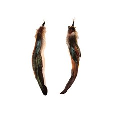 Long Feather Earrings Earth Tone Boho Dangle Lightweight Handmade