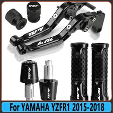 Black Motorcycle Brake Clutch Lever Handle Grip End Sets For YAMAHA YZFR1 15-18