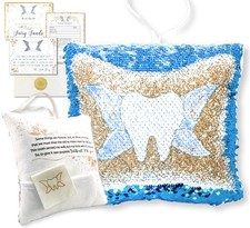 Tooth Fairy Pillow Kit, Multi Color Reversible Sequin, Bag, Letter, Certificates