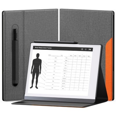 OLAIKE Book Folio Case für Remarkable 2 Nicht Drehbar, (Regular) Grau & Orange 