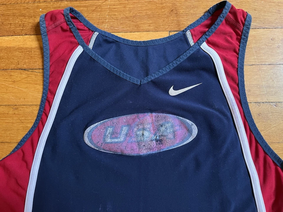 VINTAGE Nike USA Olympic Team Track & Field Unisuit Singlet Men’s XL Blue 90s - Image 3 of 4