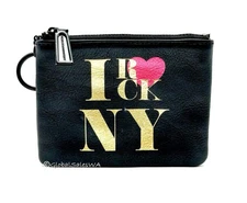Rebecca Minkoff Black Leather Betty Pouch I Rock NY Zipper Closure Coin Wallet