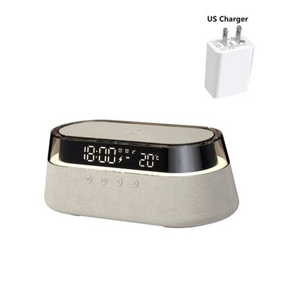   6-in-1 Smart Alarm Clock Wireless Charger Bluetooth Speaker FM Radio RGB Ligh