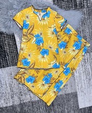 Women's Traditional Fiji Sulu  Blouse Top With Blue Floral Accented 2pc Set