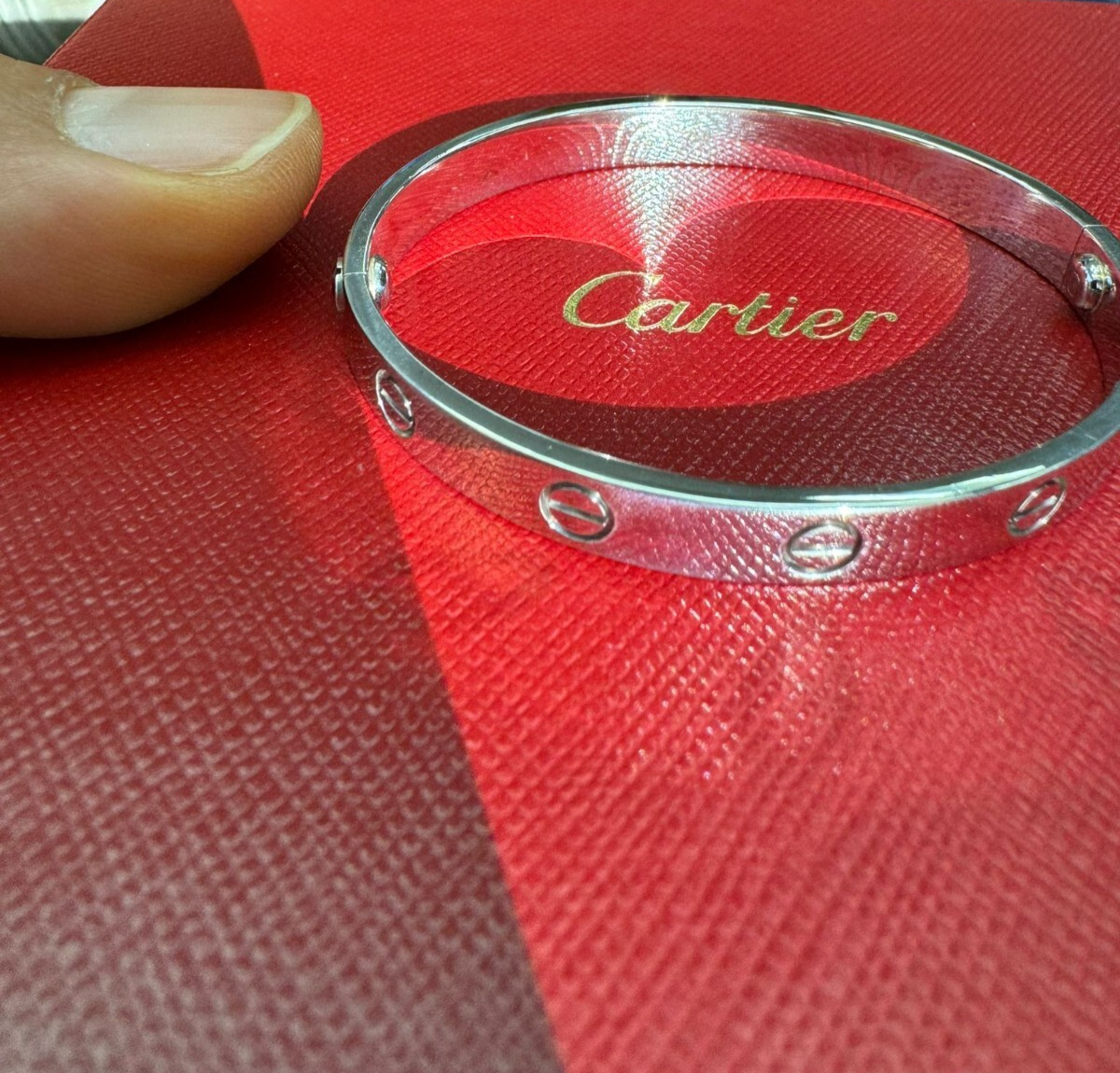 CARTIER LOVE CLASSIC BRACELET 18K WHITE GOLD SIZE 16 W