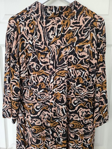 Kin John Lewis Dress Size 12 Pockets Shift Style Viscose 3/4 Sleeves Multicolore - Picture 8 of 12