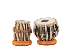 QUEENBRASS Black Brass Tabla Set with Bag, Hammer, Gatta & Full Kit – Engraved