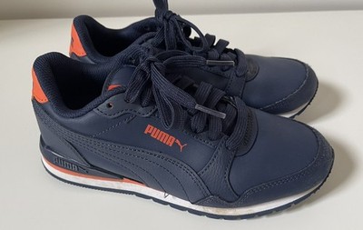 PUMA St Runner V3 Leather Lace Youth Boys 4C Navy Sneakers Casual Shoes 384904