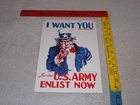 VINTAGE UNCLE SAM I WANT YOU FOR THE U.S. ARMY PORCELAIN METAL GASOLINE OIL SIGN