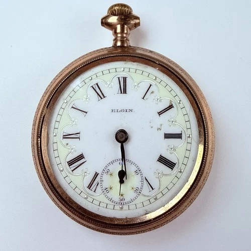 Antique 1901 ELGIN 15 Jewel Gold Filled Pocket Watch Breguet Illinois