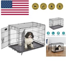 30-Inch iCrate for Medium Breeds, 21-40 lbs, Double Door Folding Dog Crate wi...