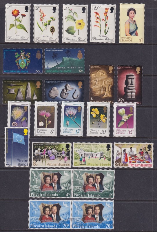 Pitcairn Islands VF MNH 1970-1983 Commemorative Sets 43 Stamps SCV $45.05